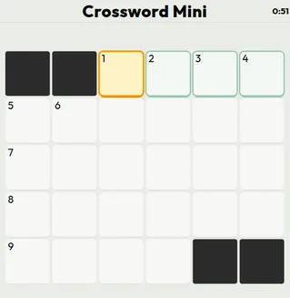 Free daily mini crossword puzzle - a compact grid with across and down clues ready to solve in the browser.
